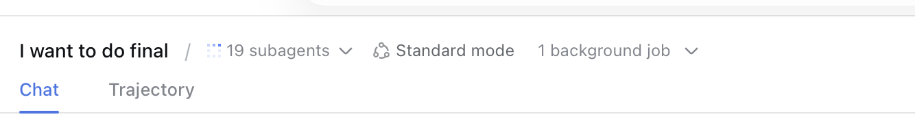Session header showing 19 subagents working in Standard mode